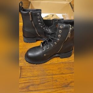 Black Lace-Up Combat Boots